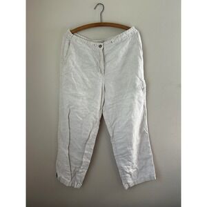 Orvis Linen Cropped Pants Womens Size 10 Beige Lightweight Casual Boho Beach